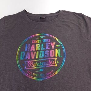 Harley Davidson Shirt Womens 2XL Rainbow Free Mind Free Spirit Motorcycles Xenia